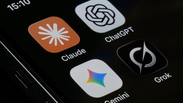 A phone screen showing AI chatbot app icons